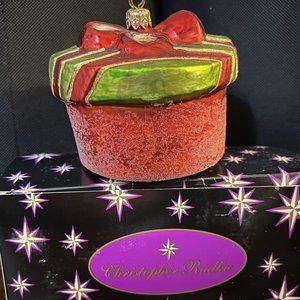 Christopher Radko HOLIDAY HATBOX 98-285-0 Giftbox Ornament Present 3.5”